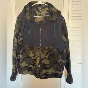 Olive Camo Hooded Field Jacket with Contrast Panel